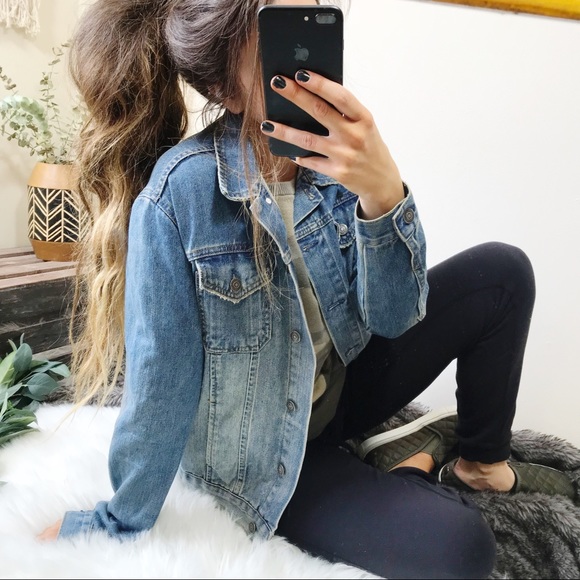 Topshop Jackets & Blazers - Topshop Moto Oversized Denim Jacket